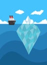 Ship near iceberg vector danger concept