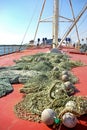 Ship and nets. Royalty Free Stock Photo