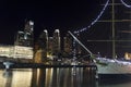 Ship by night in Buenos Aires. Dusk in Puerto Madero neighborghood or disctrict in Buenos Aires city, Argentina Royalty Free Stock Photo