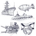 Ship with nuclear rocket Royalty Free Stock Photo