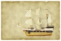 Ship on old paper Royalty Free Stock Photo