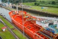 Ship in Panama Canal Royalty Free Stock Photo