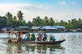 Ship passenger and motorbikes across Khwae Noi river at Kanchan