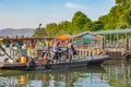 Ship passenger and motorbikes across Khwae Noi river at Kanchan