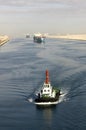 Ship passing through the Suez Canal Royalty Free Stock Photo