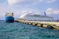 Ship in port in Cozumel, Mexico, Caribbean Royalty Free Stock Photo