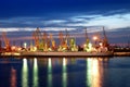 Ship and port at night Royalty Free Stock Photo