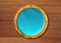 Ship porthole with underwater view Royalty Free Stock Photo