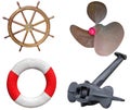 Ship propeller, anchor, rescue ring and boat steering wheel