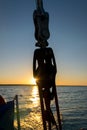 Ship pulley in backlight Royalty Free Stock Photo