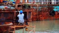 Ship repair worker in Taoyuan, Taiwan