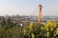 Ship-repair yard. Industrial zone of sea cargo port with grain dryers, containers, cranes and storehouses photo