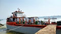 Ship repairing  going  on the bank of the river Ganges. Royalty Free Stock Photo