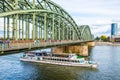 Ship in Rhine in Germany Cologne