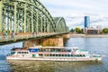 Ship in Rhine in Germany Cologne