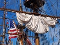 Ship Rigging And American Flag