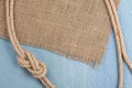 Ship rope on old wooden texture background Royalty Free Stock Photo