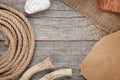 Ship rope on old wooden texture background Royalty Free Stock Photo
