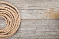 Ship rope on wooden texture background Royalty Free Stock Photo