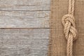 Ship rope on wooden texture background Royalty Free Stock Photo