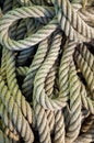 Ship ropes heap. Pile of various ropes and strings Royalty Free Stock Photo