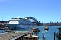 Ship of Royal Caribbean Cruise with Harbour Bridge, NSW Royalty Free Stock Photo
