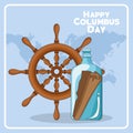 Ship rudder and Happy columbus day design Royalty Free Stock Photo