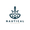 Ship Rudder Logo, Elegant Nautical Maritime Vector Simple Minimalist Design Ocean Sailing Ship