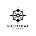 Ship Rudder Logo, Elegant Nautical Maritime Vector Simple Minimalist Design Ocean Sailing Ship Royalty Free Stock Photo