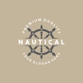 Ship Rudder Logo, Elegant Nautical Maritime Vector Simple Minimalist Design Ocean Sailing Ship