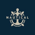 Ship Rudder Logo, Elegant Nautical Maritime Vector Simple Minimalist Design Ocean Sailing Ship Royalty Free Stock Photo
