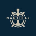 Ship Rudder Logo, Elegant Nautical Maritime Vector Simple Minimalist Design Ocean Sailing Ship