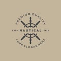 Ship Rudder Logo, Elegant Nautical Maritime Vector Simple Minimalist Design Ocean Sailing Ship Royalty Free Stock Photo