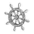 ship rudder sketch hand drawn vector Royalty Free Stock Photo