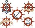 Ship rudder wheel emblems