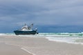 Ship run onto a sandbank