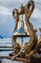 Ship`s Bell the old sailboat, close-up