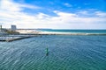 ship\'s buoy in the Warnow river in Rostock. shipping mark for ships. Beach in WarnemÃÂ¼nde Royalty Free Stock Photo