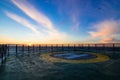ShipÃÂ´s helicopter platform during sunset Royalty Free Stock Photo