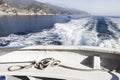 Ship`s ropes on the yacht in Ligurian Sea, Italy. Close Up Royalty Free Stock Photo