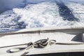 Ship`s ropes on the yacht in Ligurian Sea, Italy. Close Up Royalty Free Stock Photo