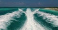 Ship\'s wake. The view from the boat is moving. Royalty Free Stock Photo