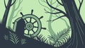 Ship\'s Wheel in Enigmatic Forest Setting, vector design Generative AI Royalty Free Stock Photo