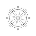Ship's Wheel Hand-Drawn Illustration of Nautical Navigation Element, Line Art Royalty Free Stock Photo