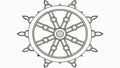 Ship\'s Wheel Nautical Steerage Device Outline, vector design Generative AI Royalty Free Stock Photo