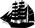 Ship Sailboat Vector Silhouette