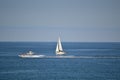 Ship sailing through the Atlantic Ocean. Royalty Free Stock Photo