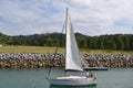 Ship sailing through the Atlantic Ocean. Royalty Free Stock Photo