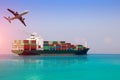 Ship sailing in the sea,logistics and international shipping containers,