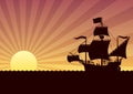 Ship Sailing Sunset